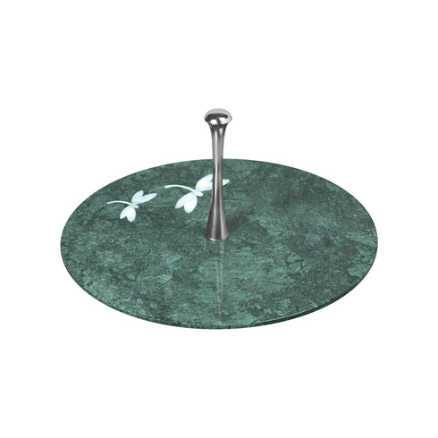 Green Marble Pastry Stand with Abalone Shell